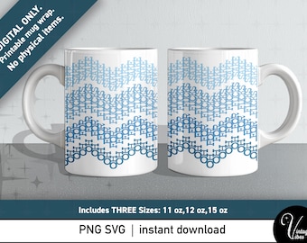 Bundel voor mok met verborgen boodschap: "Oh For F*ck's Sake". 11oz, 12oz, 15oz. Blauwe ombre. Digitale download, png-svg