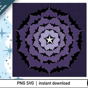 3D Bat Mandala Shadow Box SVG: Gothic Halloween Wall Art (Digital Download)