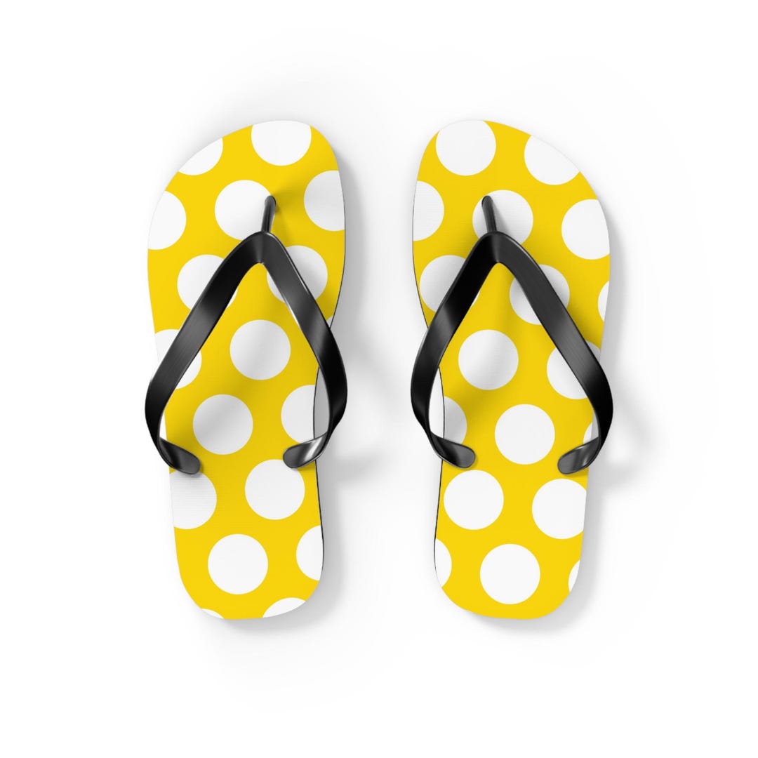 Yellow Polka Dot Flip Flops Summer Beach Sandals - Etsy