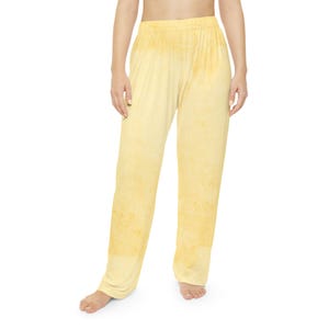 Girly Yellow Women&#39;s Pajama Pants - Floral Lounge Sleepwear, Cozy PJ Bottoms,