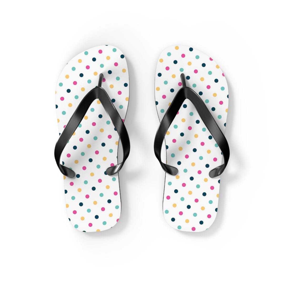 Multicolor Polka Dot Flip Flops | White Beach Sandals | Summer Footwear ...