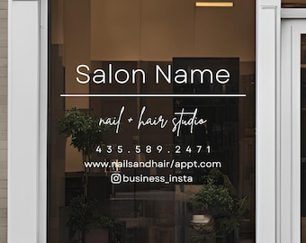 Customizable Salon Decal | Your Name or Logo - Storefront Sticker - Business Window or Door - Personalized Lettering - Boutique - Studio