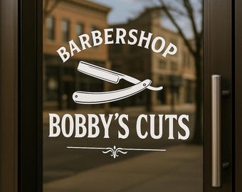 Custom Barbershop/Salon Window Decal | Business Logo Vinyl Sticker