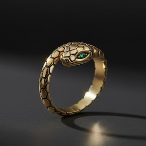Slangenring, mystieke slang met gekleurde stenen ogen, 925 sterlingzilver, cadeau transformatiesymbool