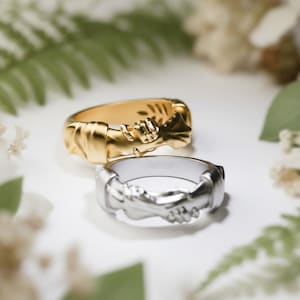 Helping Hand Ring Silver, Friendship , Unity , Two Hands , Symbolic Support ,Sacrifice Ring Meaningful Gift