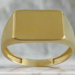Djärv rektangulär signetring i 10k, 14k, 18k guld, silver