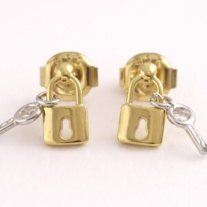 Padlock Stud Earrings 10k, 14k, 18k gold, silver