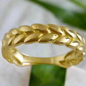 Leaf Band Ring 10k, 14k, 18k gold, silver