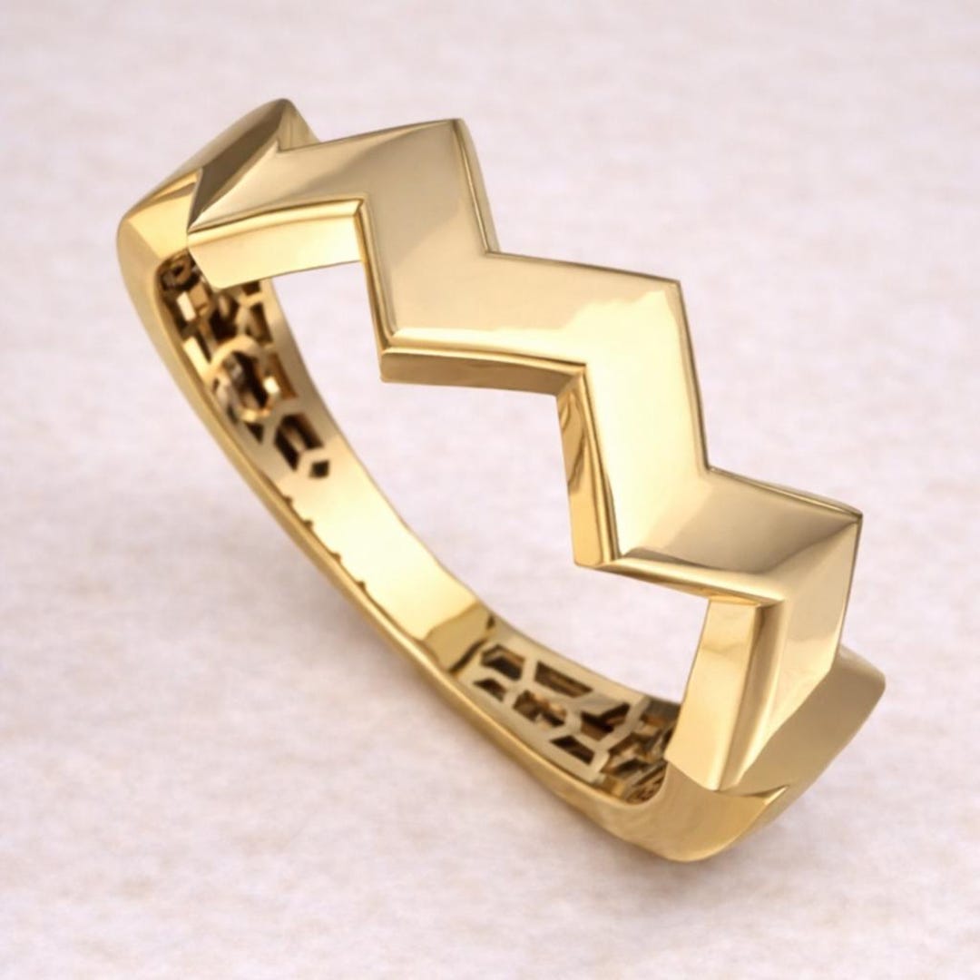 Zigzag Gold Ring 10k, 14k, 18k Gold - Etsy