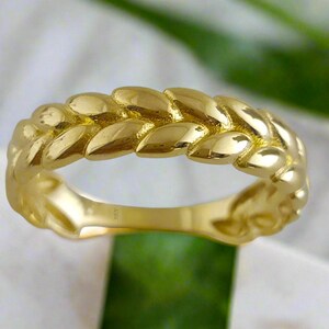 Leaf Band Ring 10k, 14k, 18k gold, silver