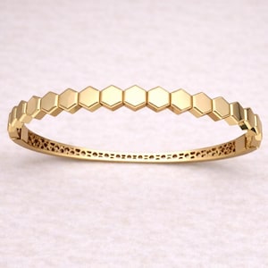 Hexagon Link Armreif Armband 10k, 14k, 18k Gold