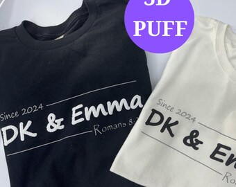 Custom Personalized 3D Puff Vinyl Christian Couple Name Bible Verse T-shirt Sweatshirt