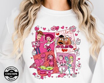 Women's Valentine Toy Story character Sweatshirt T-Shirt Valentine's day gift