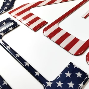 Compatible with 2024 2025 2026 3D Raised Domed Poly Coated Tailgate Letters/Inserts US Made Flags/Outlines/Solid Color/Carbon