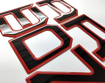 Kompatibel mit 2022- 2026 Tundra 3D Raeded Domed Poly Coated Front Grill Buchstaben/Einsätze in den USA hergestellte Flaggen/Outlines/Solid Color/Carbon
