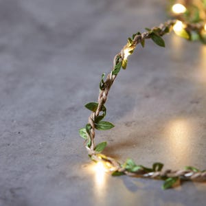 Leaf Twine Fairy Lights | Home Decor Garland String Lights Battery Operated | Rustic Wedding Table Decor Garland
