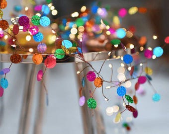 Rainbow Confetti Fairy Lights - Plug-in Mains or Battery