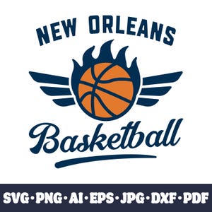 ニューオーリンズ・バスケットボールチーム SVG PNG DXF Cricut ファイル | ペリカンズファンクリップアート、スポーツ昇華アート、デジタルロゴ