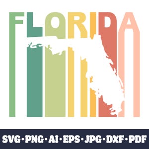 Fichier de coupe Floride SVG Cricut. Carte muette de l'État PNG clipart. Impression par sublimation de la silhouette. Bricolage artisanal en vinyle. Téléchargement instantané. Fichier numérique.