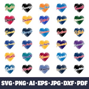 Basketball teams bundle SVG Cricut cut file. City PNG Clipart. Silhouette sublimation print. Sports fan image Los Angeles Golden State Miami