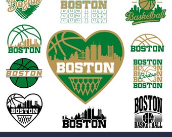 Boston basketball team bundle. 11 fan designs. SVG Cricut cut files. DIY. Vector for silhouette. PNG t shirt sublimation. Instant download.