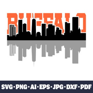 Skyline de la ville de Buffalo SVG - fichier de coupe Cricut, silhouette de paysage urbain PNG, bricolage en vinyle, fichier numérique CNC et téléchargement immédiat par sublimation.