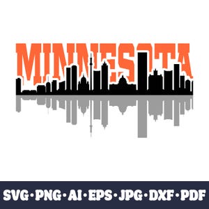 Ligne d'horizon de la ville du Minnesota SVG - fichier de coupe Cricut, silhouette de paysage urbain PNG, bricolage en vinyle, fichier numérique à téléchargement immédiat CNC et sublimation.