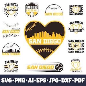 San Diego baseball team bundle. 20 fan designs. SVG Cricut cut files. DIY. Vector for silhouette. PNG t shirt sublimation. Instant download.