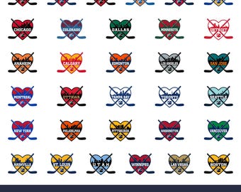 Hockey-Teams bündeln SVG Cricut-Schnitt-Datei. Stadt PNG Clipart. Silhouette Sublimationsdruck. Sport Fan Bild. Toronto, Chicago, Pittsburgh Utah