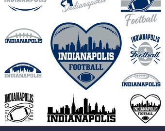 Pacchetto della squadra di football di Indianapolis. 11 design per tifosi. File SVG Cricut. Fai da te. Vettore per silhouette PNG per sublimazione su maglietta. Download immediato.