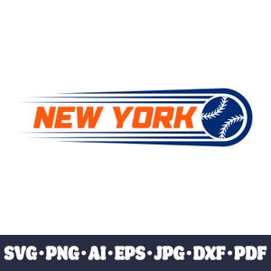 Fichier de coupe Cricut SVG de l'équipe de baseball de New York. Clipart PNG de la ville. Impression par sublimation de la silhouette. Image de fan de sport, DXF. Vinyle. AI, Eps, Jpg.