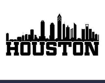 Houston City Skyline SVG – Cricut Cut File, Cityscape Silhouette PNG, Diy Vinyl Craft, CNC and Sublimation Instant Download Digital File.