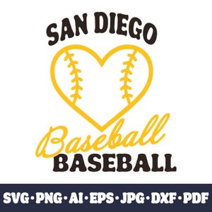 San Diego baseball team SVG Cricut cut file. Vector for silhouette. PNG t shirt sublimation. Baseball fan design DIY. Instant download.