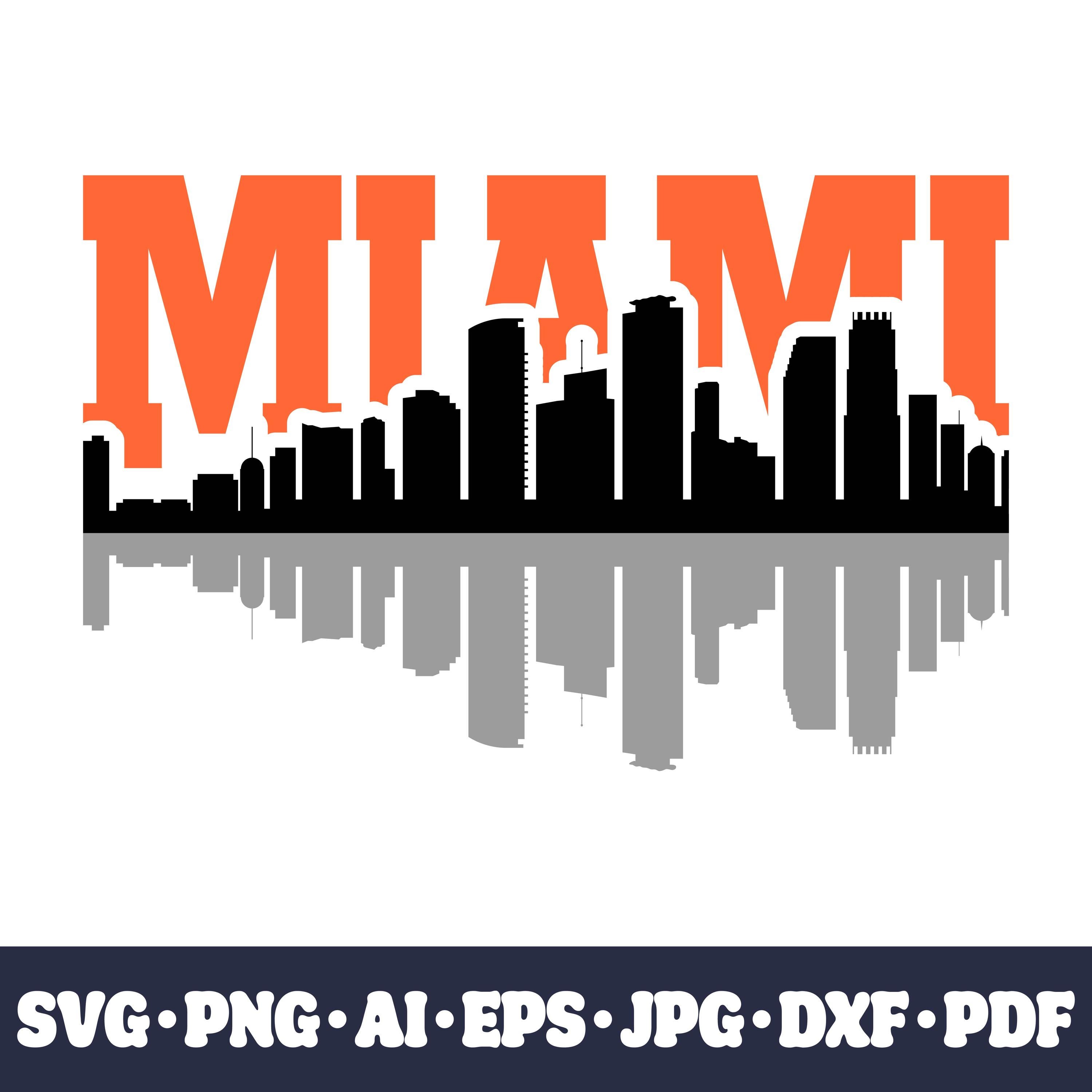 Miami City Skyline SVG – Cricut Cut File, Cityscape Silhouette PNG, Diy Vinyl Craft, CNC and Sublimation Instant Download Digital File.
