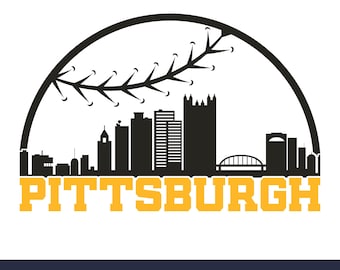 Pittsburgh baseball team SVG Cricut cut file. City PNG Clipart. Silhouette sublimation print. Sports fan image, DXF. Vinyl. Skyline.