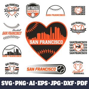San Francisco baseball team bundle. 20 fan designs. SVG Cricut cut files. DIY Vector for silhouette PNG t shirt sublimation Instant download