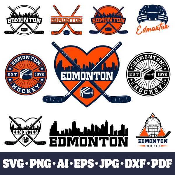 Edmonton hockey team bundle. 10 fan designs. SVG Cricut cut files. DIY. Vector for silhouette. PNG t shirt sublimation. Instant download.