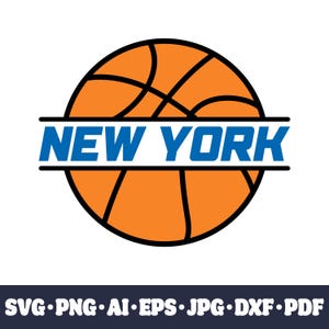 Fichier de coupe Cricut SVG de l'équipe de basket-ball de New York. Clipart PNG de la ville. Impression par sublimation de la silhouette. Image de fan de sport, DXF. Vinyle. Ai, Eps, Cnc.