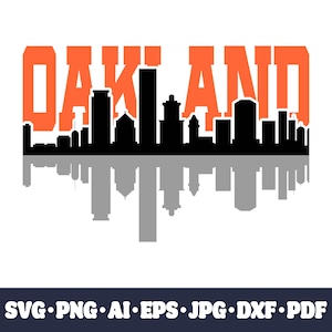 Ligne d'horizon de la ville d'Oakland SVG - fichier de coupe Cricut, silhouette de paysage urbain PNG, bricolage en vinyle, fichier numérique CNC et téléchargement immédiat par sublimation.