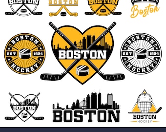Boston Eishockey Team Bundle. 10 Fächer. SVG Cricut Dateien. Zum Selbermachen. Vektor für Schattenbild. PNG T-Shirt Sublimation. Sofortiger Download.