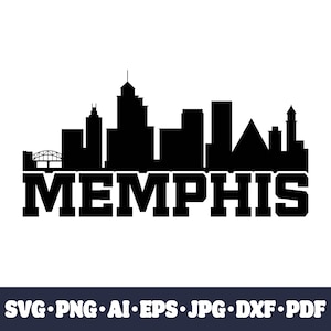 Memphis City Skyline SVG – Cricut Cut-bestand, stadsgezicht silhouet PNG, Diy Vinyl Craft, CNC en sublimatie direct digitaal bestand downloaden.