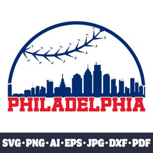 Philadelphia baseball team SVG Cricut cut file. City PNG Clipart. Silhouette sublimation print. Sports fan image, DXF. Vinyl. Skyline.