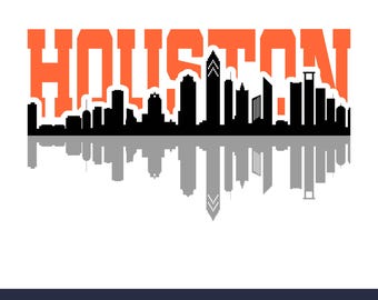 Houston City Skyline SVG – Cricut Cut File, Cityscape Silhouette PNG, Diy Vinyl Craft, CNC and Sublimation Instant Download Digital File.