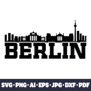 Berlin City Skyline SVG – Cricut Cut File, Cityscape Silhouette PNG, Diy Vinyl Craft, CNC and Sublimation Instant Download Digital File