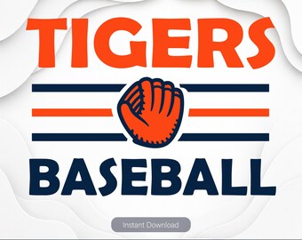 Detroit Baseball Team SVG, Glove PNG Clipart (Digital Files)