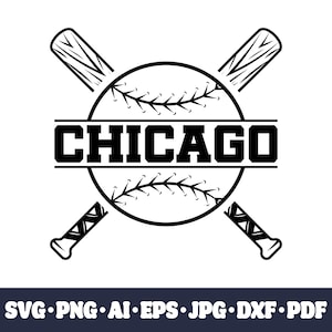 Chicago baseball team SVG Cricut cut file. City PNG Clipart. Silhouette sublimation print. Sports fan image, DXF. Vinyl. Ai, Eps, Jpg.