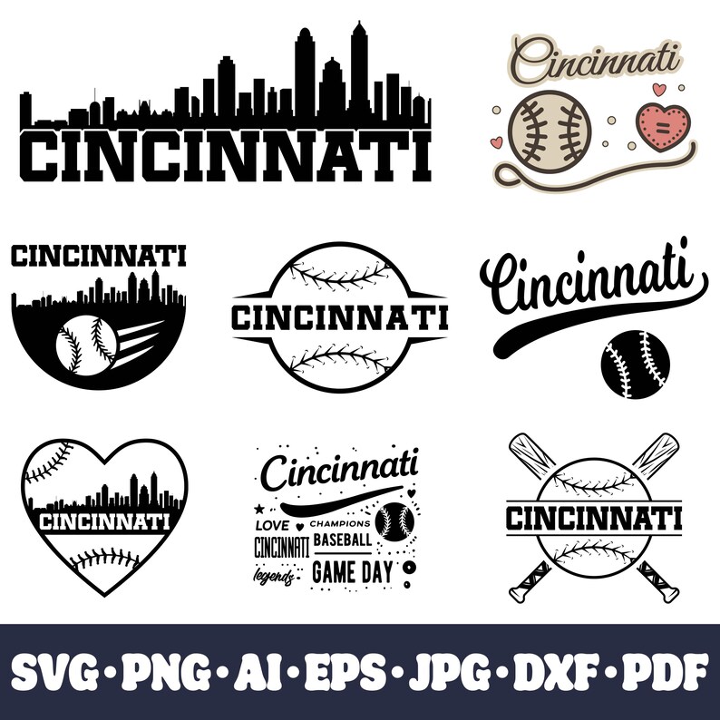 Cincinnati Baseball Team Bundle. 20 Fan Designs. SVG Cricut Cut Files ...