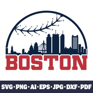 Boston baseball team SVG Cricut cut file. City PNG Clipart. Silhouette sublimation print. Sports fan image, DXF. Vinyl. Skyline.
