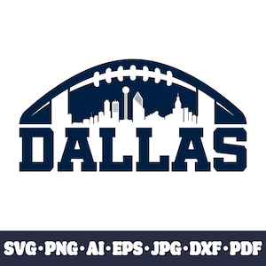 ダラス フットボール チーム SVG Cricut カット ファイル。都市 PNG クリップアート。シルエット昇華プリント。スポーツ ファン画像、DXF。ビニール。Ai、Eps、Jpg。
