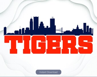 Detroit Baseball Team SVG, City skyline PNG Clipart (Digital Files)